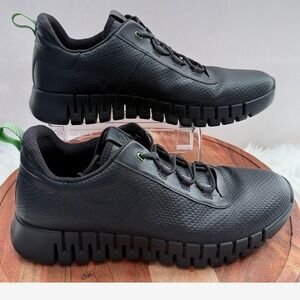 ECCO Gruuv Men's Black Green Leather Sneakers EU 46 US 12-12.5